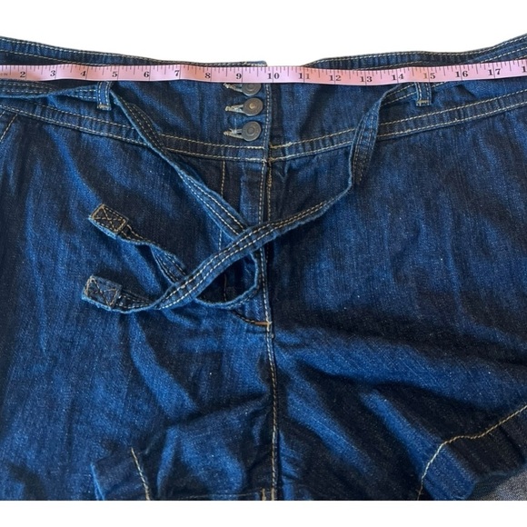 LOFT Dark Denim Jeans Shorts Cotton Linen Blend Tie Waist Size 16 NWOT‎ - Picture 14 of 14